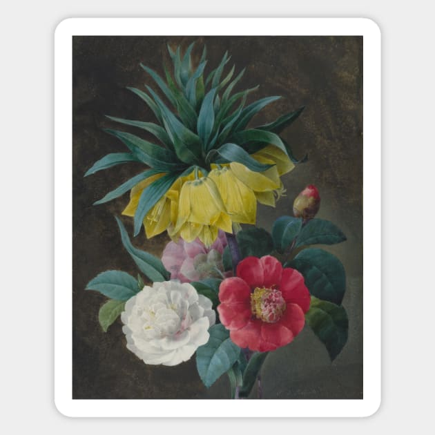 Four Peonies and a Crown Imperial by Pierre-Joseph Redoute Magnet by Classic Art Stall